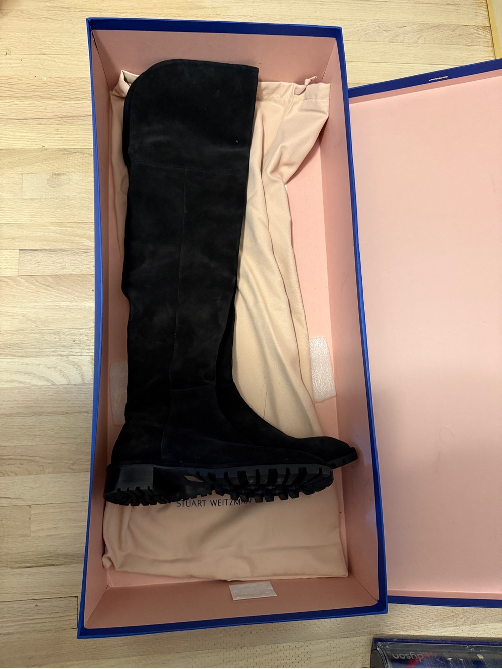 Stuart Weitzman Black Over-the-Knee Suede Amber Boot